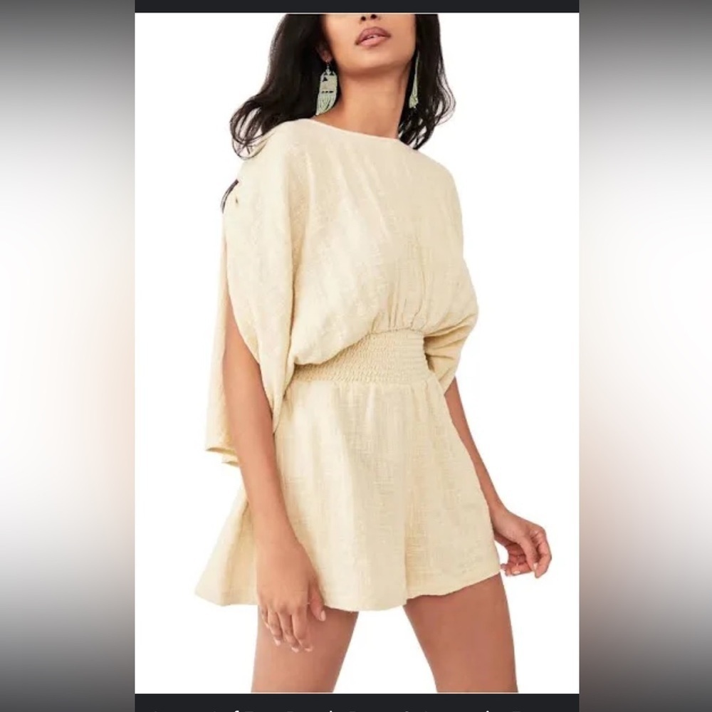 Free People Pietro Tie Back Romper open back Flowy lagenlook boho size XS